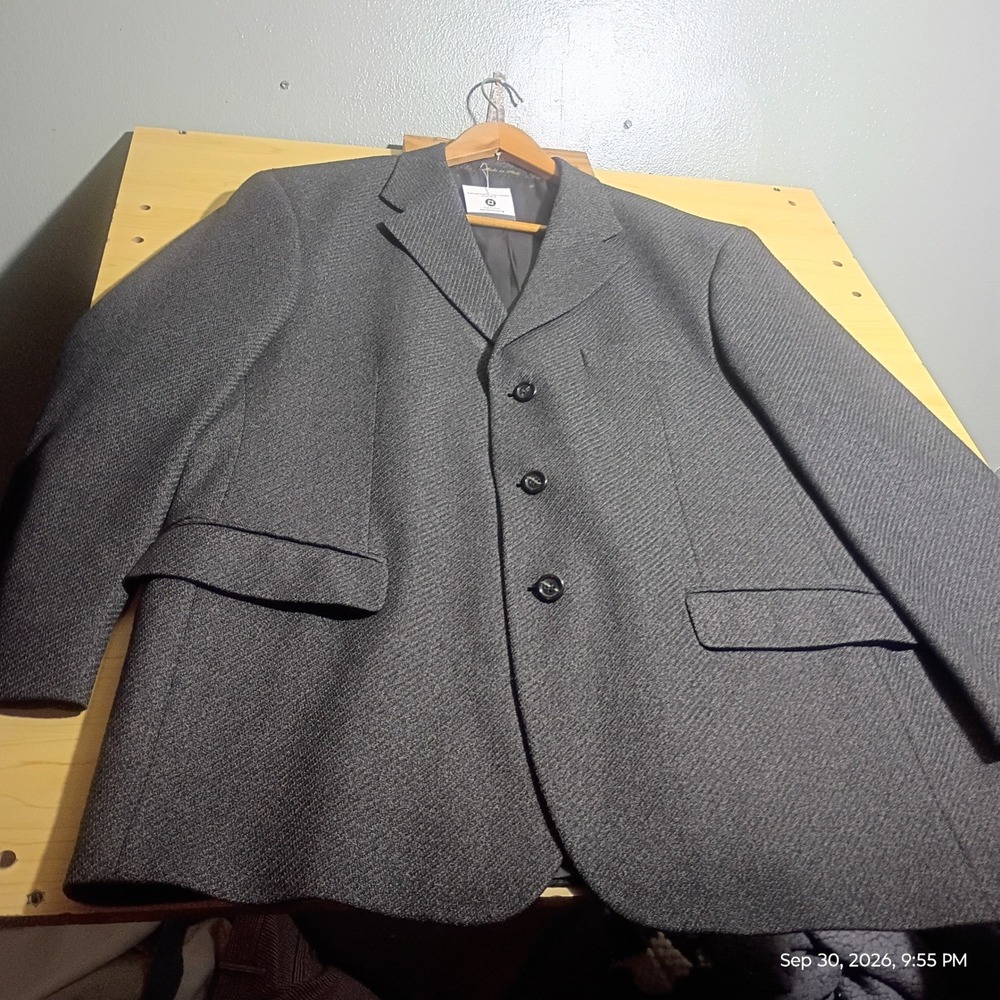 Pronto Uomo Blazer Men Adult 42 Charcoal Grey Silk Wool Blend Made in Italy